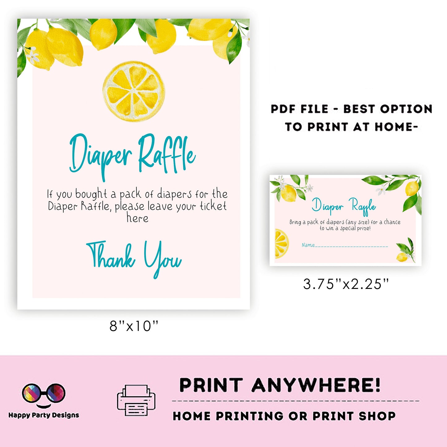 Diaper raffle baby shower Sign | Instant download | diaper raffle card | diaper request | baby girl | baby shower Sign | summer shower #B8