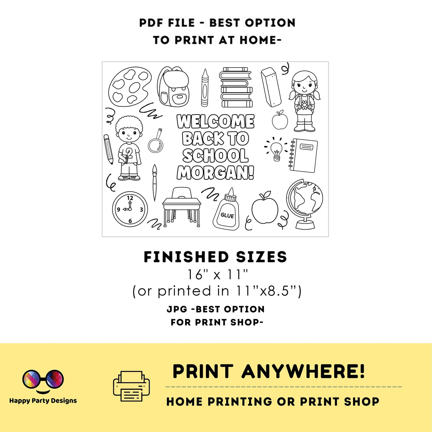 Editable Back to School coloring page | Welcome coloring page | Back to School Activity page | Back to School welcome coloring page #SCH2