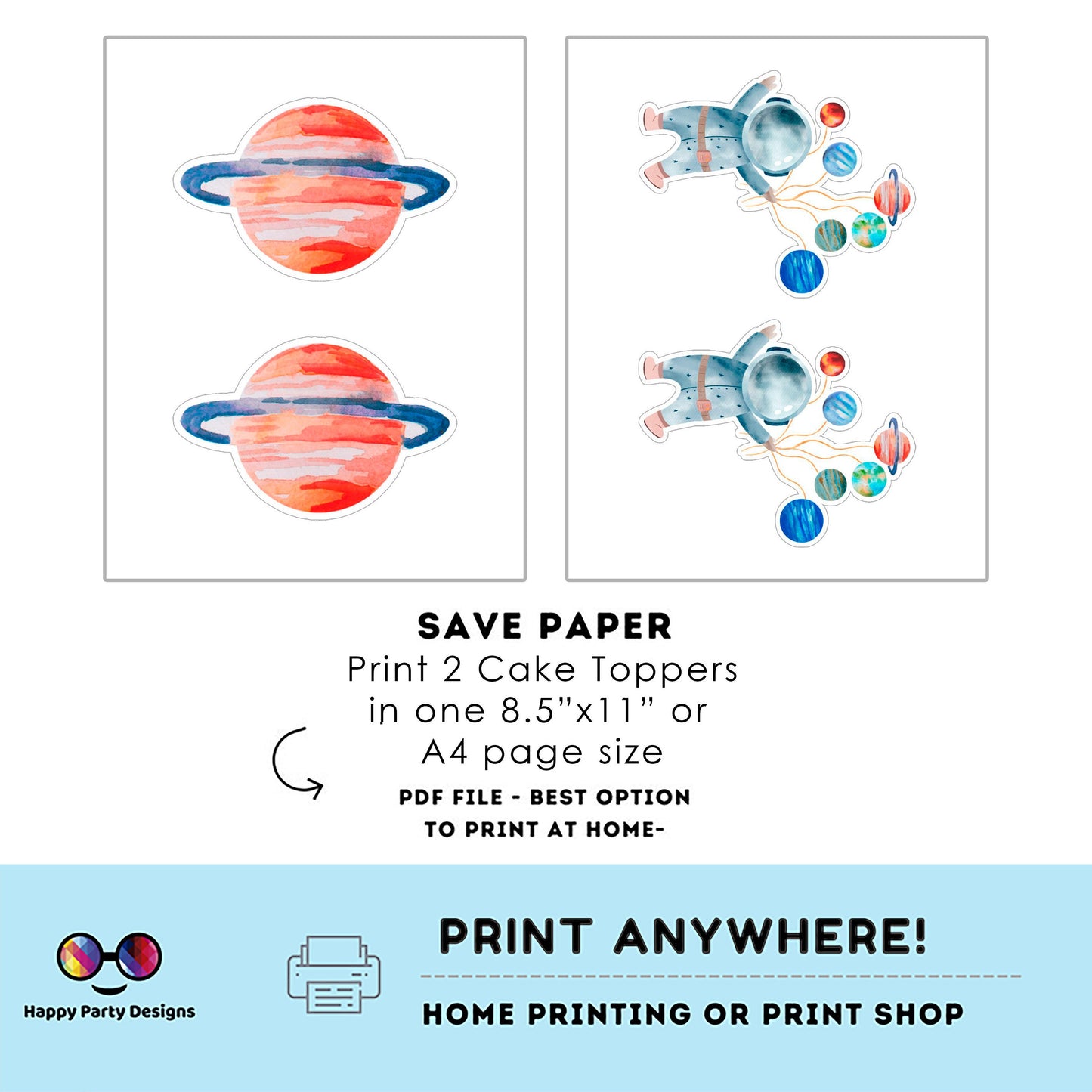 PRINTABLE First Trip Around the Sun Cake Toppers 5 | First Trip Around the Sun Cake Toppers | Outer Space Cake Toppers Centerpieces #K5