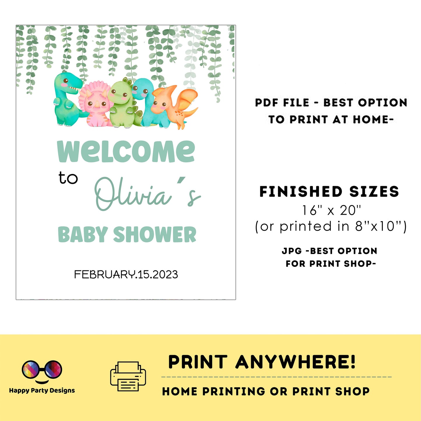 Editable Welcome Sign | dino baby shower | baby shower Decorations | baby Boy | baby shower Welcome Sign | dinosaur | dino baby shower #B15