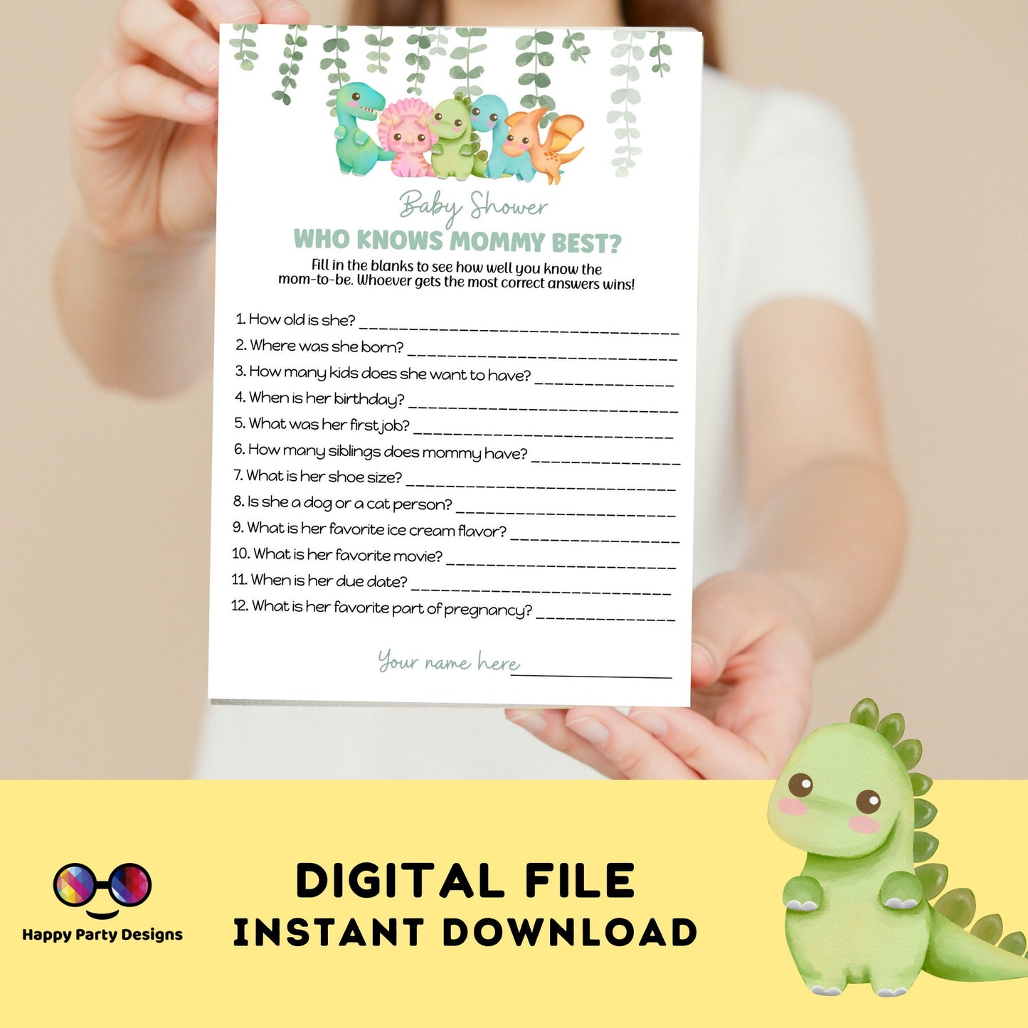 Instant dinosaur games bundle | Dino baby shower games | Baby boy | neutral gender shower | dinosaur baby shower games #B15