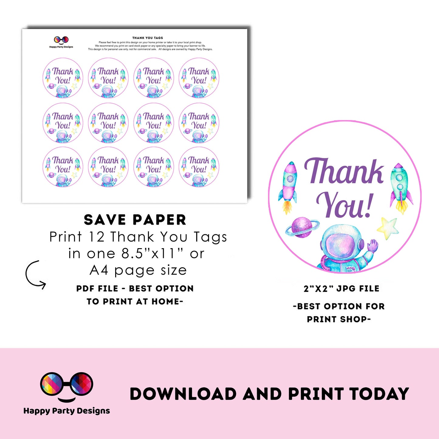 INSTANT DOWNLOAD First Trip Around the Sun Thank you tag | Outer Space printable thank you tag | Birthday Girl | Outer Space Favor tag #K57