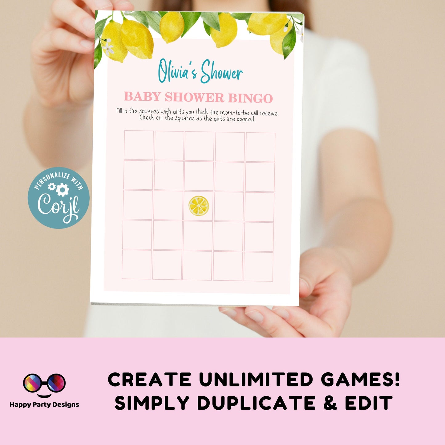 EDITABLE lemons Baby shower games bundle | Lemons baby shower | summer baby shower | Editable Baby Party Games | A little lemon | girl #B8