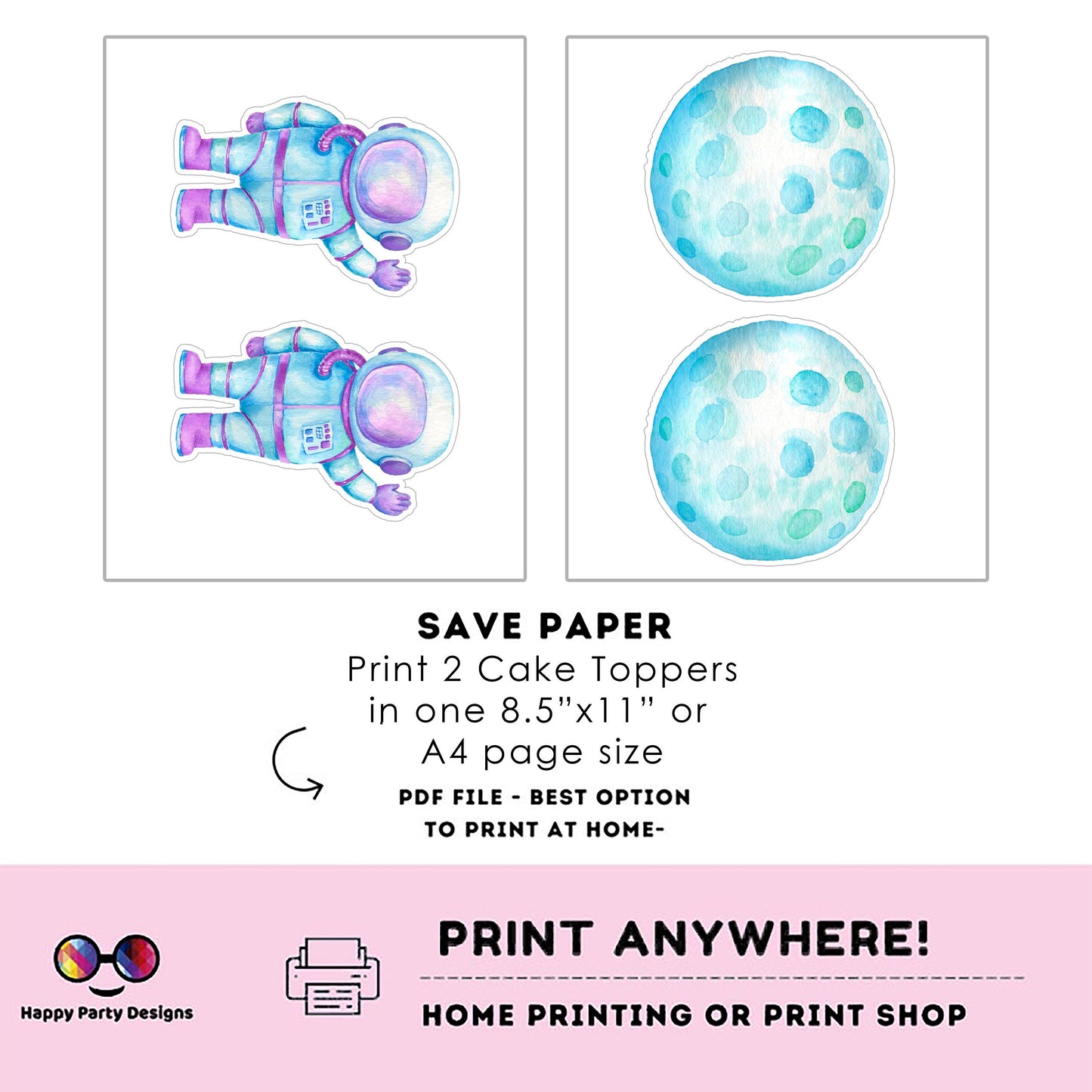 PRINTABLE First Trip Around the Sun Cake Toppers 5 | First Trip Around the Sun Cake Toppers | Outer Space Cake Toppers Centerpieces #K57