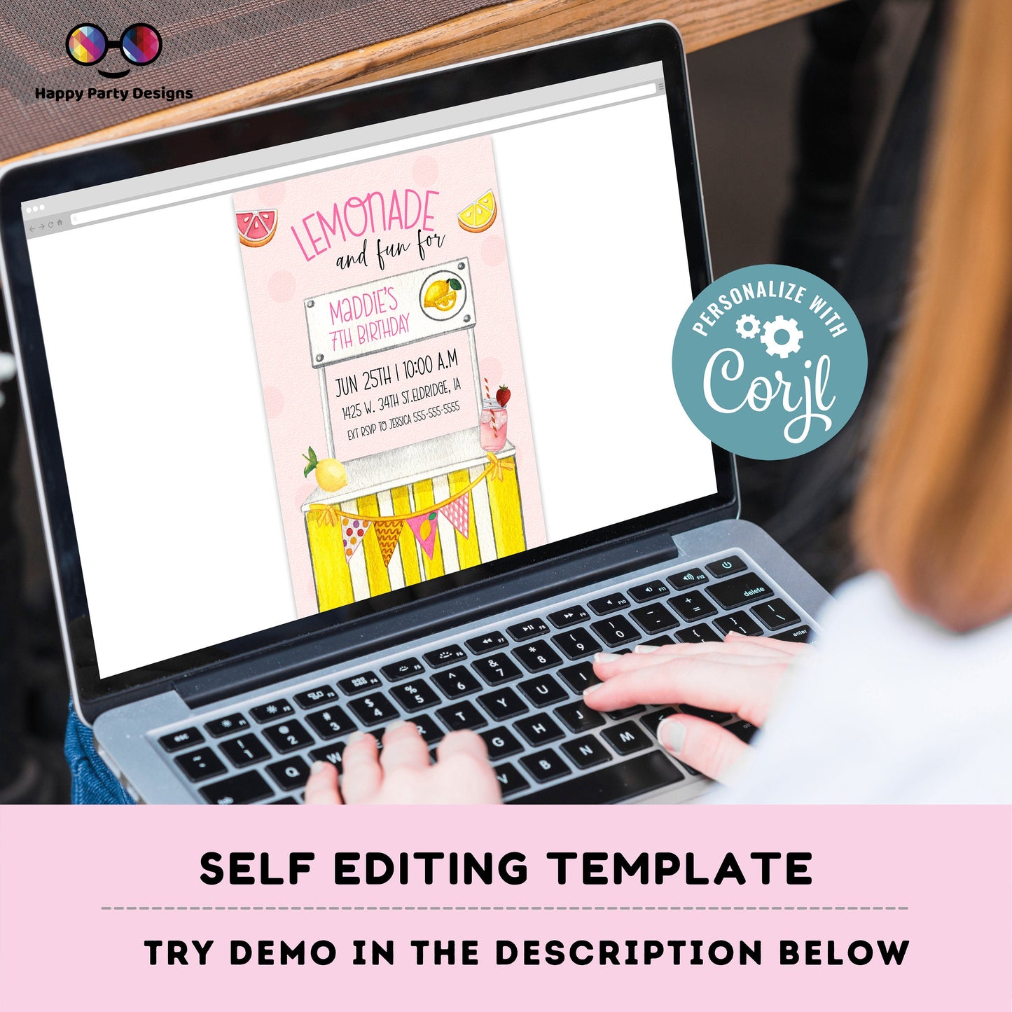 Editable Lemonade Invitation | Lemonade Birthday Invitation | Garden Birthday Party | Lemonade Stand Birthday | Girl Birthday #K100