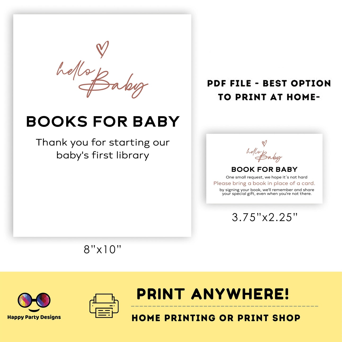 Minimalist baby shower Books for baby Sign | Instant download | book for baby card | book request | baby shower Sign | neutral gender #B20