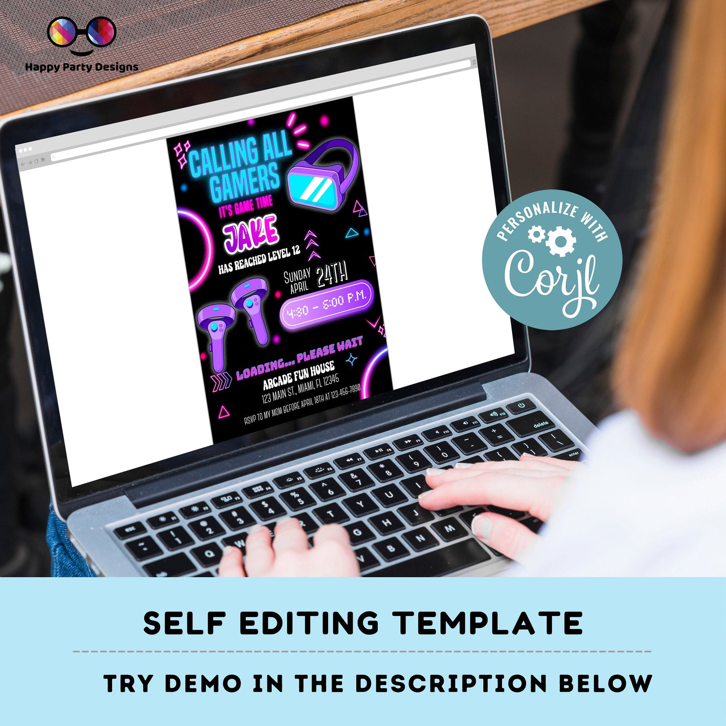 Editable Video Game Invitation | Gamer Invitation | Video Game Invitation | Video Game Birthday | Game Party | Gaming Party Invite | #K104