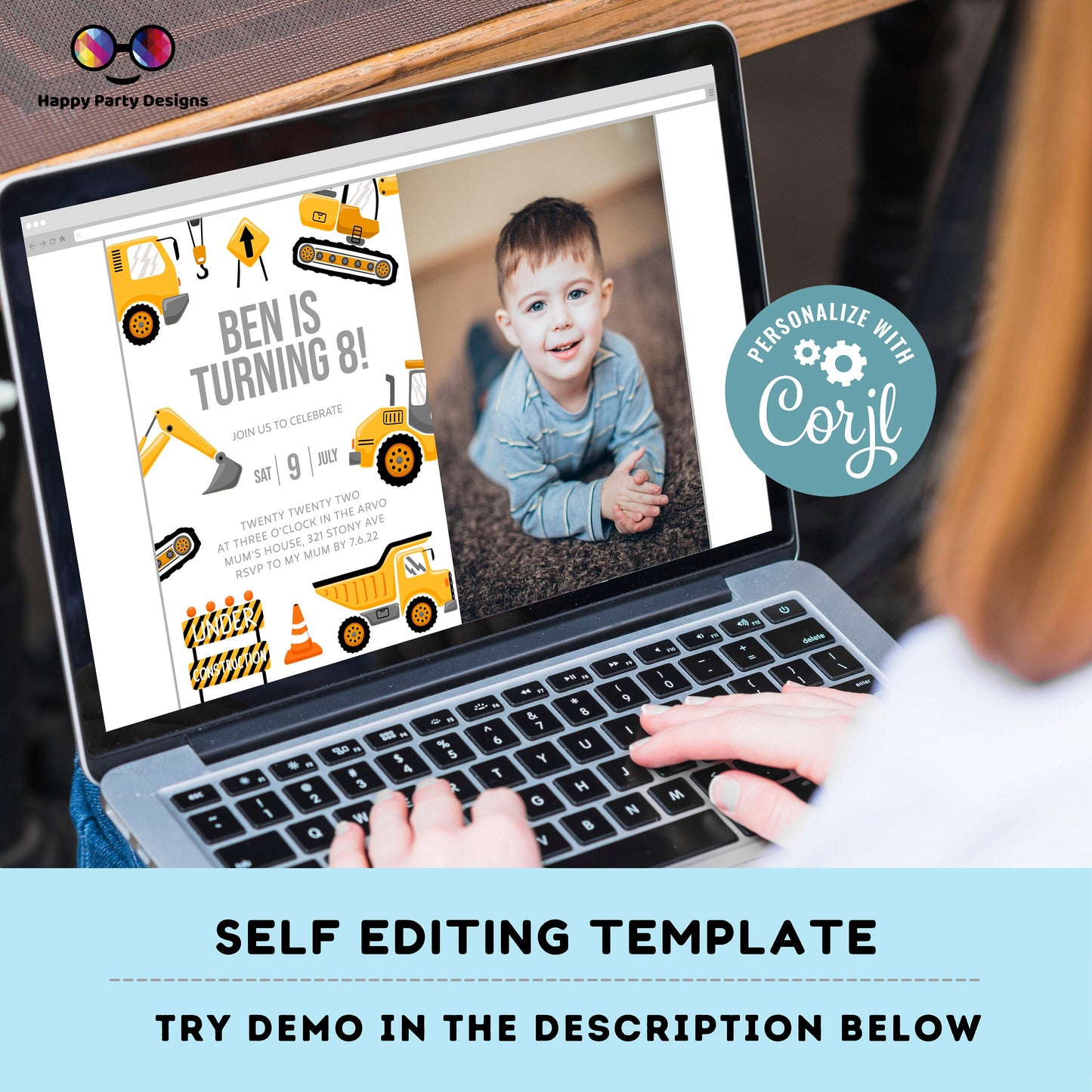 Construction Birthday Invitations with picture | trucks party | boy | any age! | Party under Construction Invitation | Edit Yourself #K105
