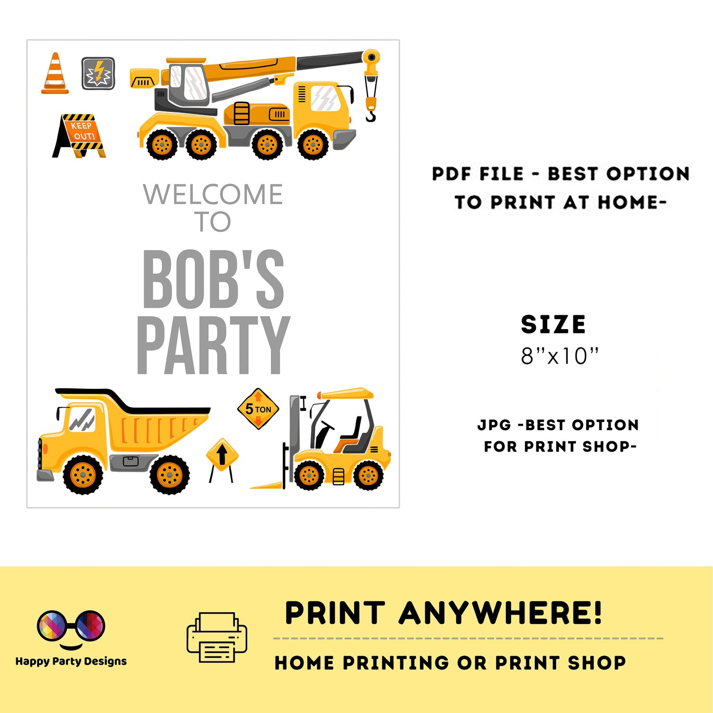 Editable Welcome Sign | Trucks birthday | under construction birthday Decorations | construction sign | birthday Boy | Welcome Sign #K105