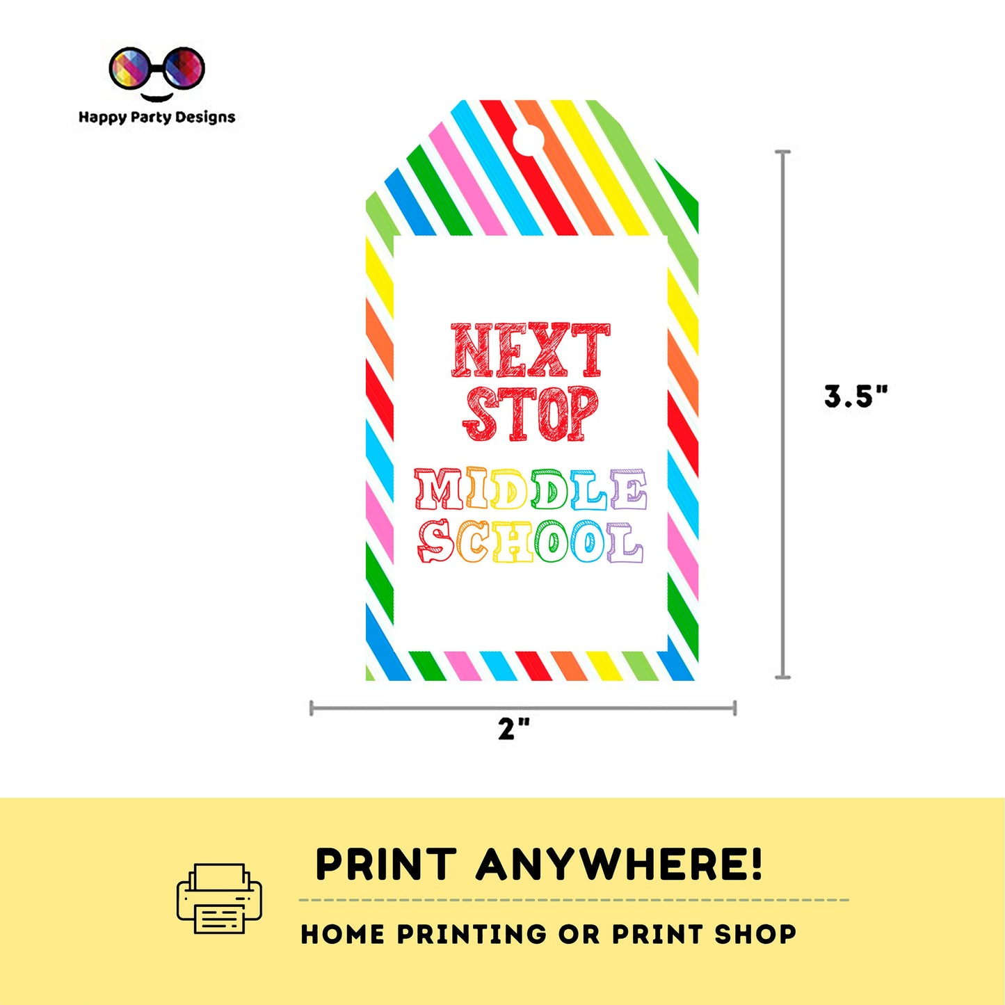 INSTANT DOWNLOAD Next Stop Middle School Cards Tags | School Gift Tags | Last day of Elementary School | 5th grade | Graduation #SCH1