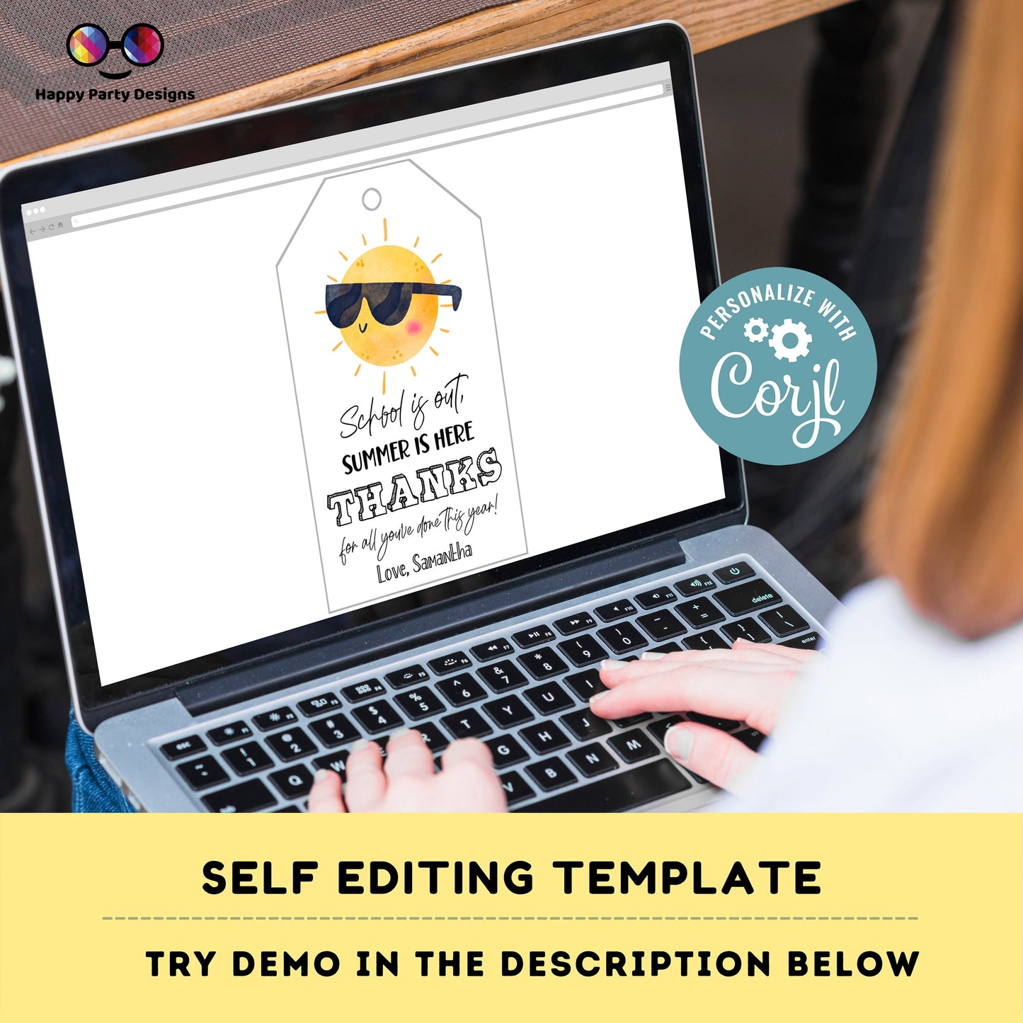 Teacher Appreciation Gift Tag Template | Editable Sunshine Thank You Tag | Printable Schools Out | End of Year Favor | summer Tag #SCH1