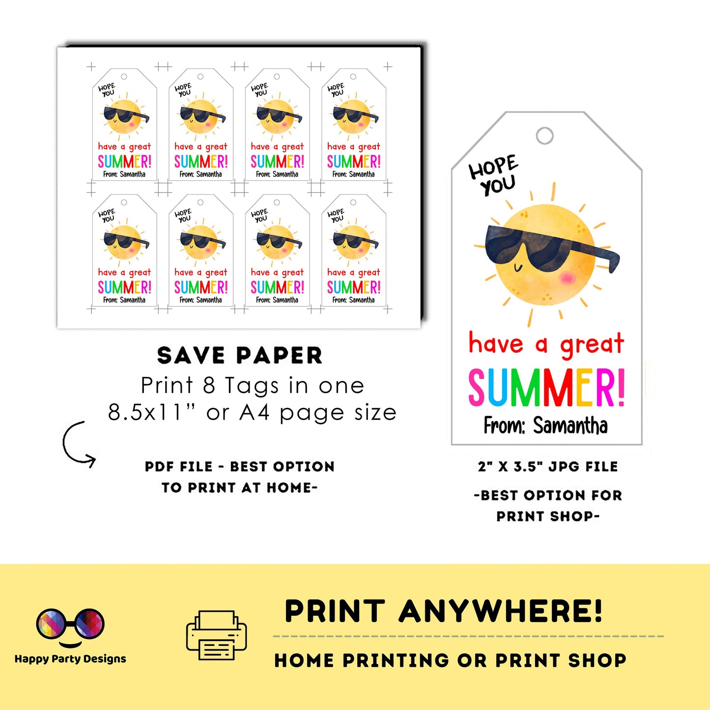 End of School Year editable Tag | Gift Tags | Printable Teacher Tags | Last Day of School | Student Gift Tags | PTO PTA tags #SCH1
