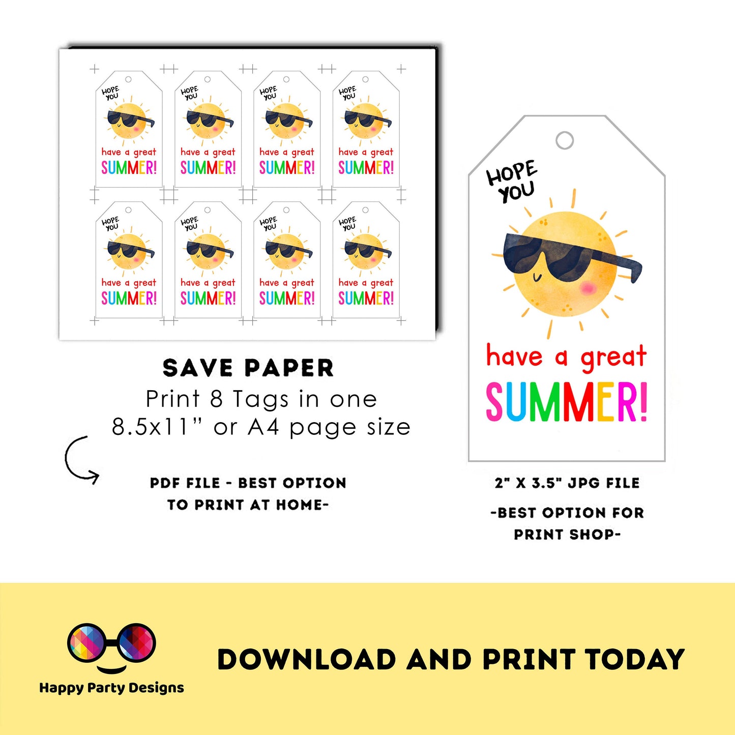 Instant download End of School Year Tag | summer Tags | Printable Teacher Tags | Last Day of School | Student Gift Tags | PTO PTA tags #SCH1