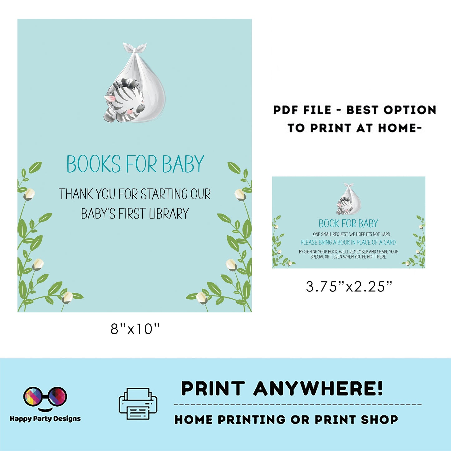 Books for baby Sign | Instant download | book for baby card | book request | baby boy | baby shower Sign | safari baby shower #B23