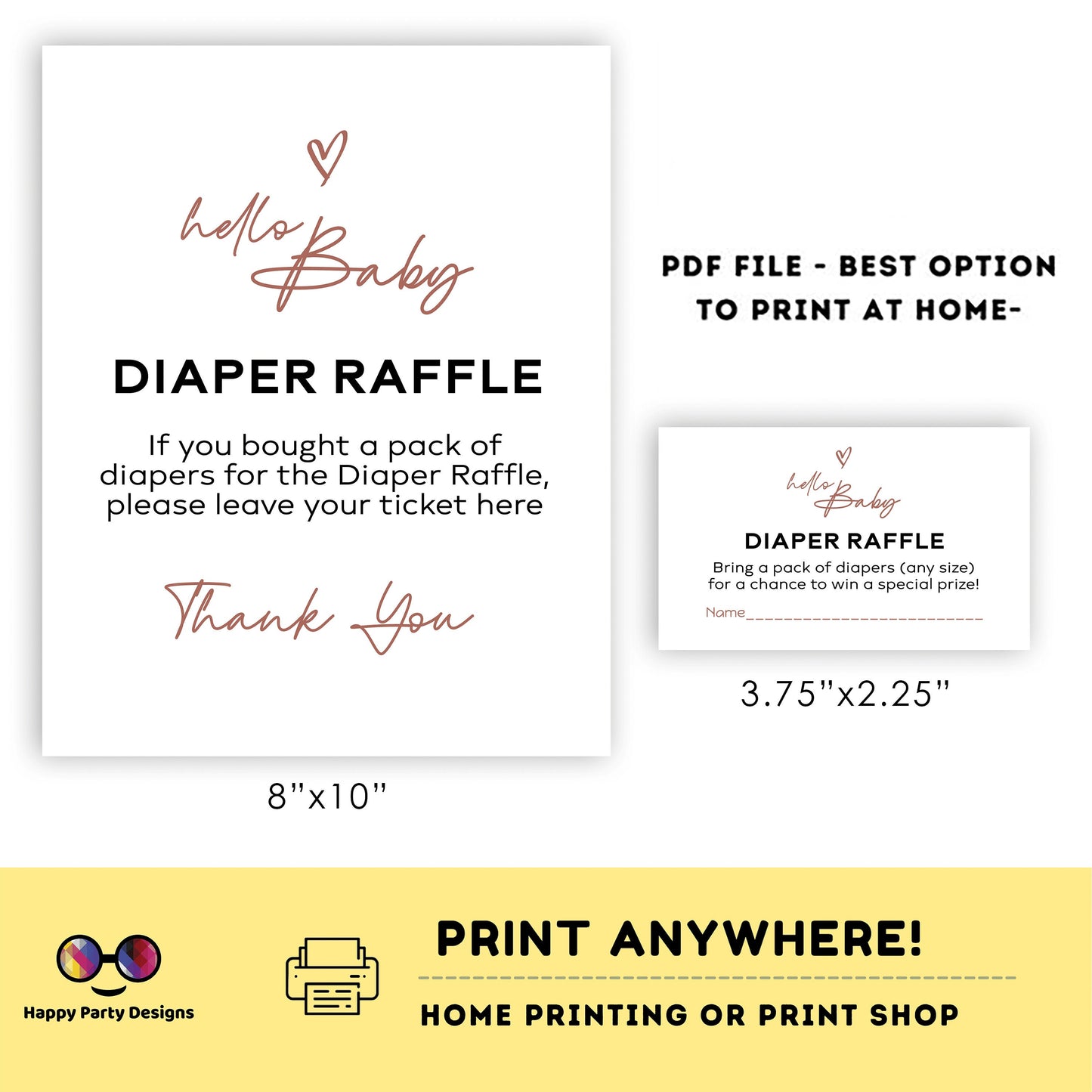 Neutral gender minimalist Diaper raffle shower Sign | Instant download | diaper request | baby boy | baby girl | baby shower Sign #B20
