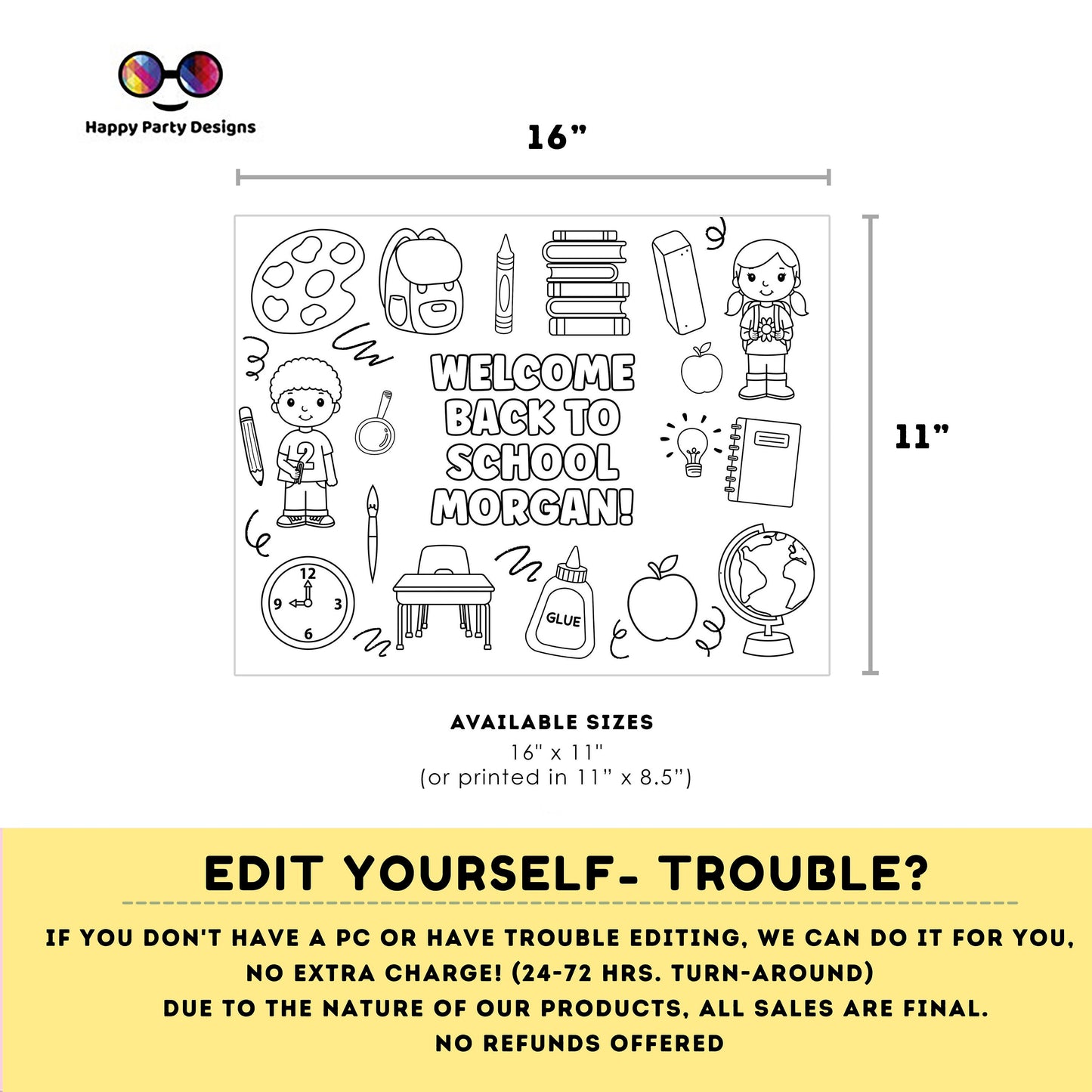 Editable Back to School coloring page | Welcome coloring page | Back to School Activity page | Back to School welcome coloring page #SCH2