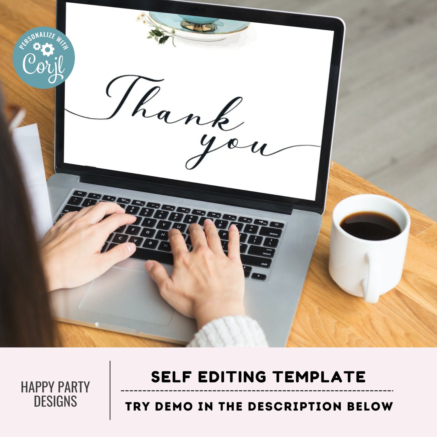 Editable tea party thank you tag | birthday | baby shower | bachelorette | Thank you tag | Gift Tag | Template | Baby girl | Favor tag #W2