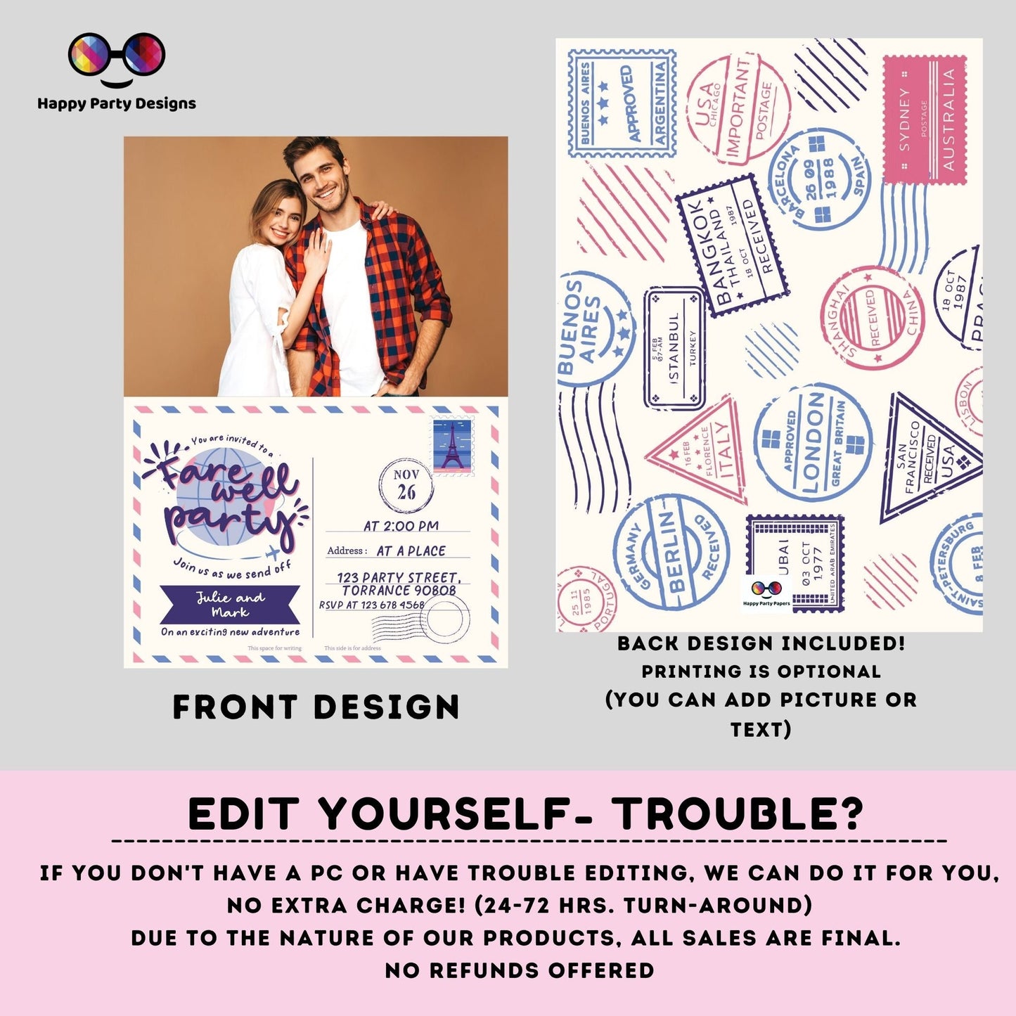 Farewell Party Invitation Template with photo | Going Away Party Invitation | Farewell Party Invite | Moving Party Invite | Bon Voyage #A8