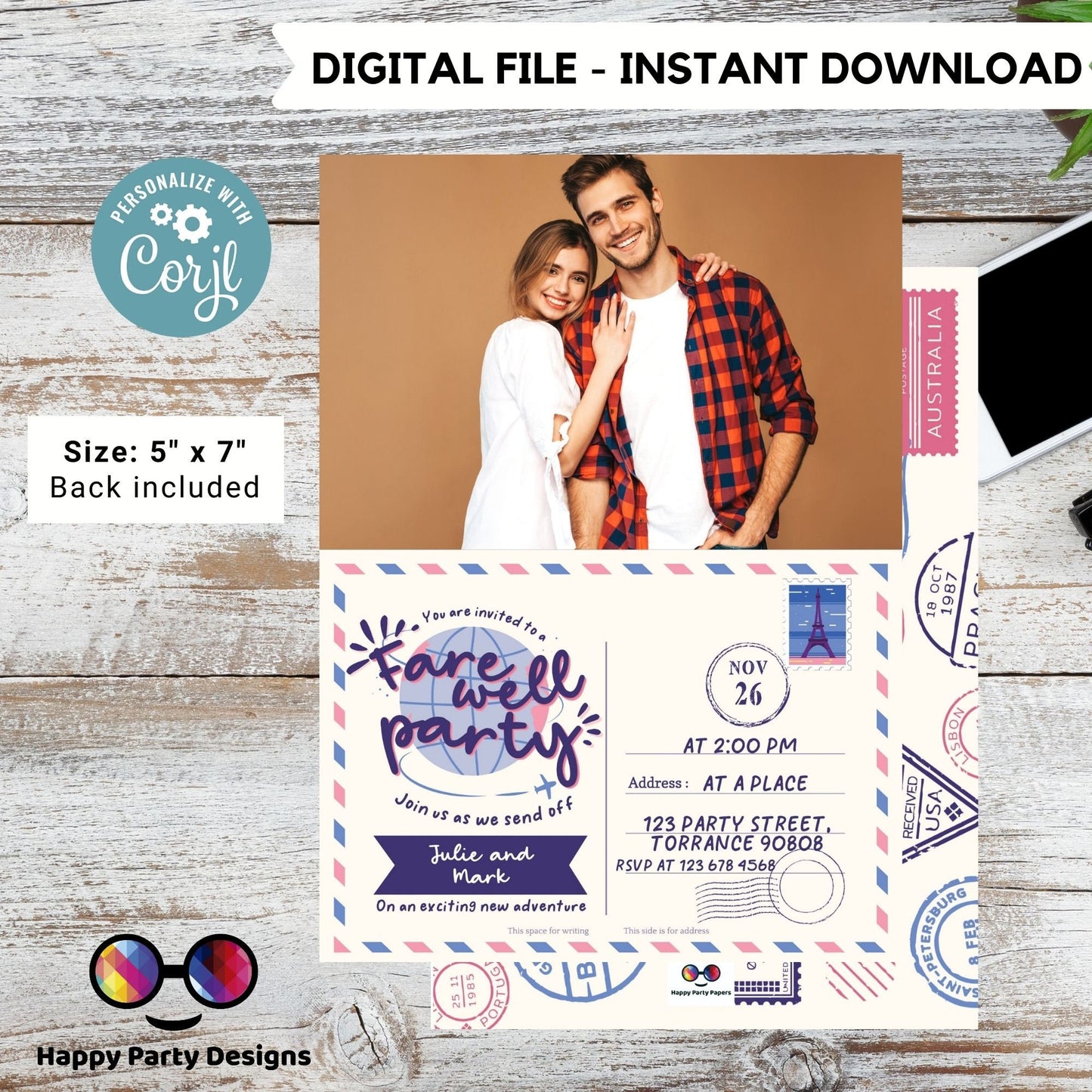 Farewell Party Invitation Template with photo | Going Away Party Invitation | Farewell Party Invite | Moving Party Invite | Bon Voyage #A8