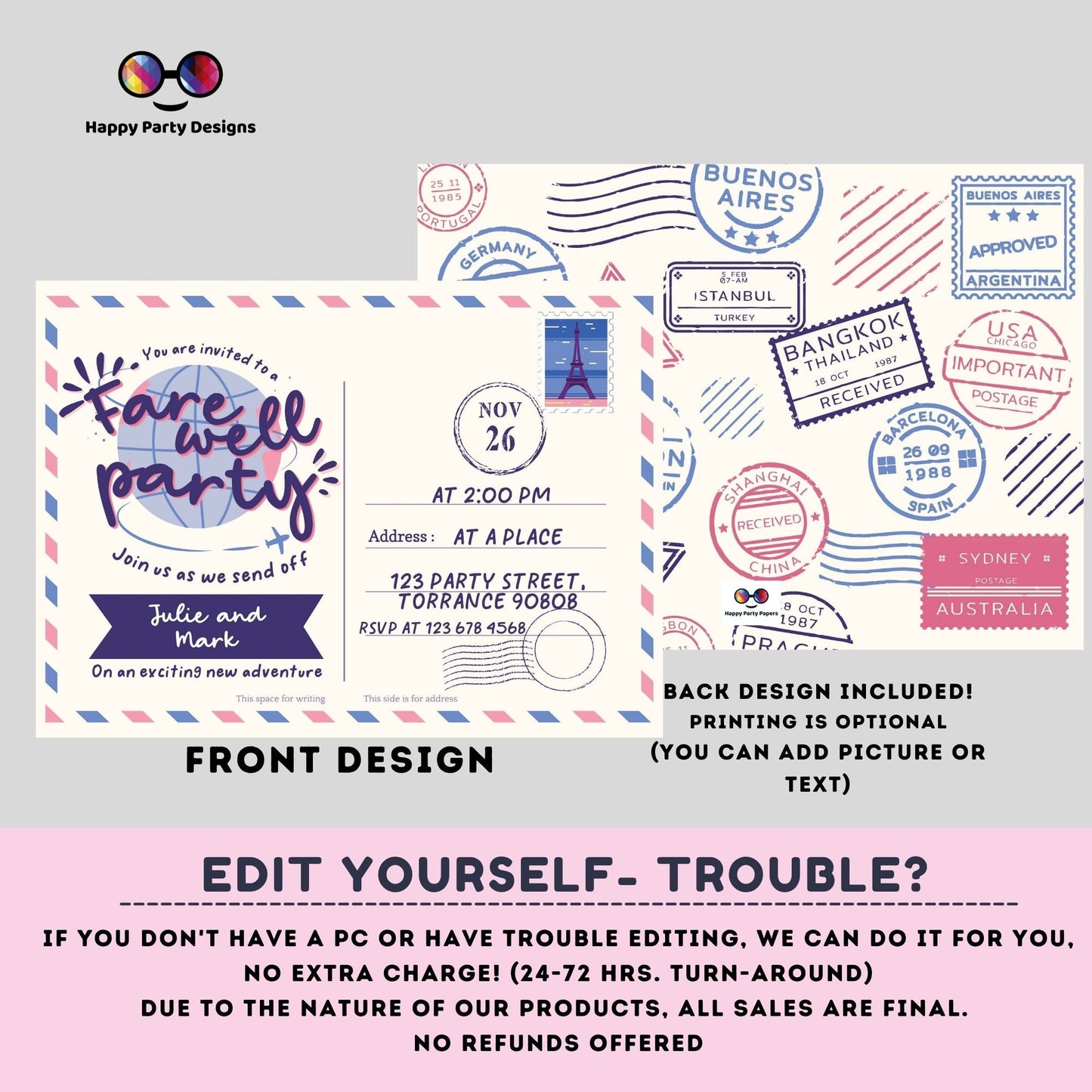 Farewell Party Invitation Template | Going Away Party Invitation | Farewell Party Invite | Moving Party Invite | Bon Voyage party #A8