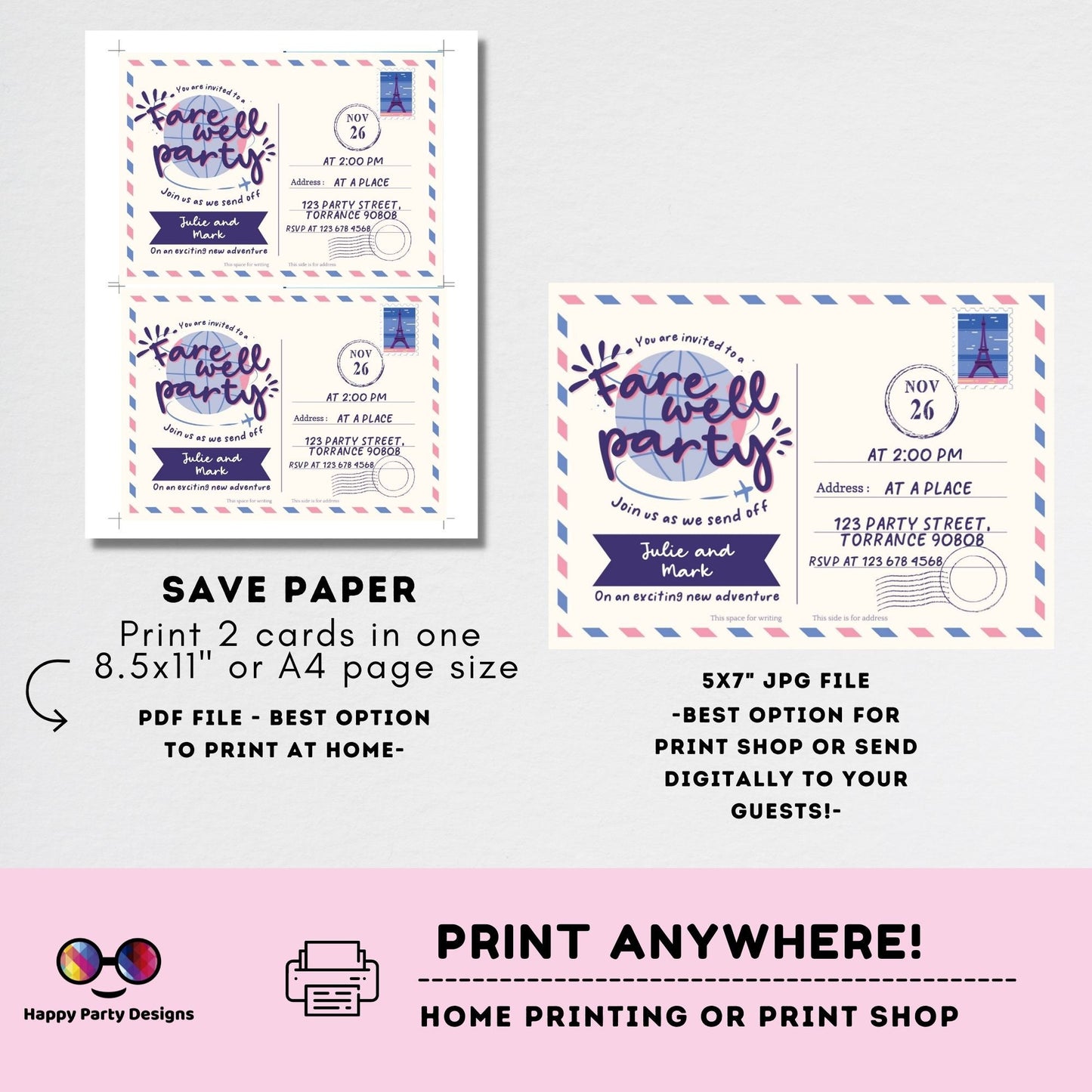 Farewell Party Invitation Template | Going Away Party Invitation | Farewell Party Invite | Moving Party Invite | Bon Voyage party #A8