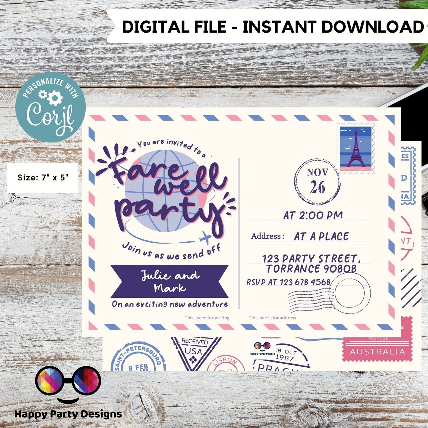 Farewell Party Invitation Template | Going Away Party Invitation | Farewell Party Invite | Moving Party Invite | Bon Voyage party #A8