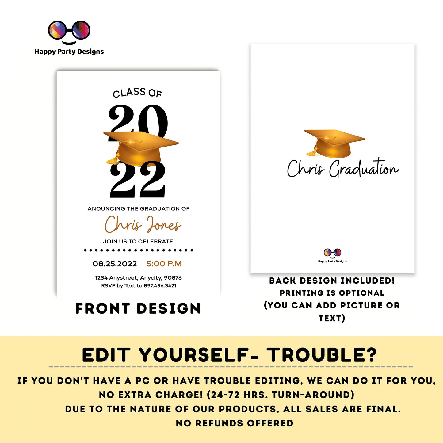 Graduation cap Invitation editable invitation | Graduation Party Text Invite | graduation hat | Phone Invitation | Grad Party Invites #A3