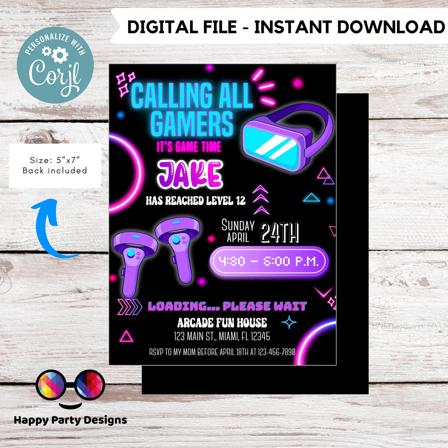 Editable Video Game Invitation | Gamer Invitation | Video Game Invitation | Video Game Birthday | Game Party | Gaming Party Invite | #K104