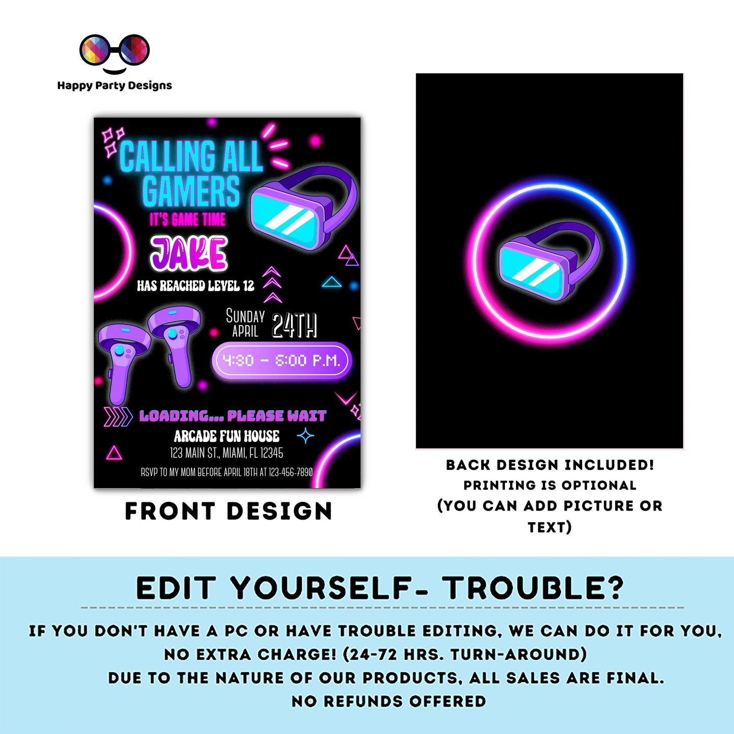 Editable Video Game Invitation | Gamer Invitation | Video Game Invitation | Video Game Birthday | Game Party | Gaming Party Invite | #K104