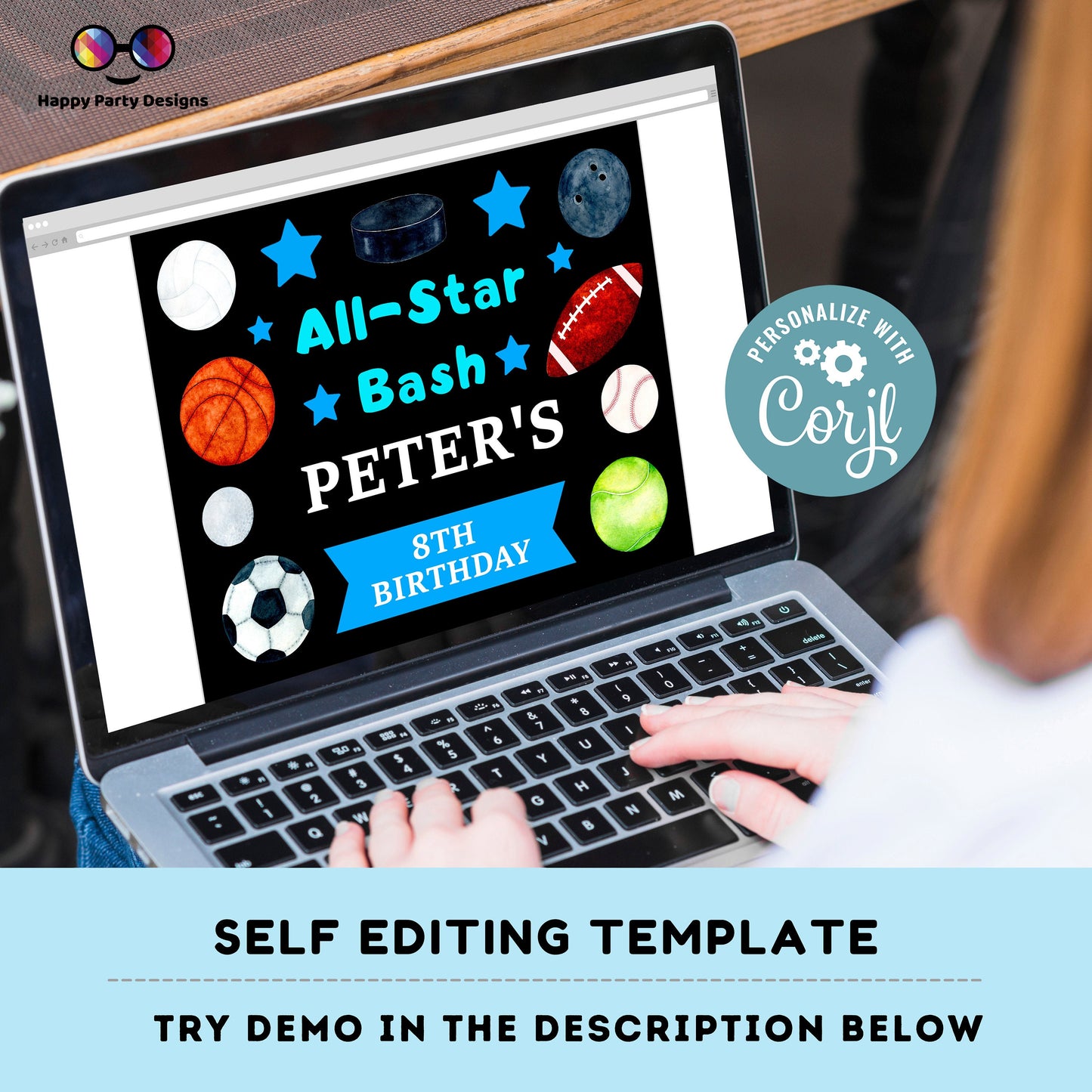 Editable Sports Birthday Placemat | Sports Party | Sports Placemat | Editable Instant Download | All Star Party placemat Edit Online #K141