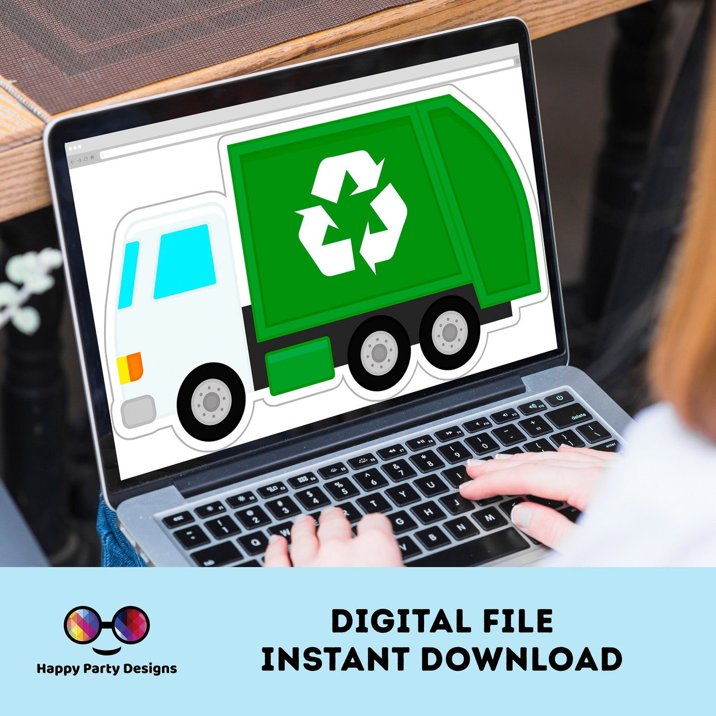 PRINTABLE garbage truck Cake Toppers 5 | recycling party Cake Toppers | garbage truck Cake Toppers Centerpieces | green truck #K110