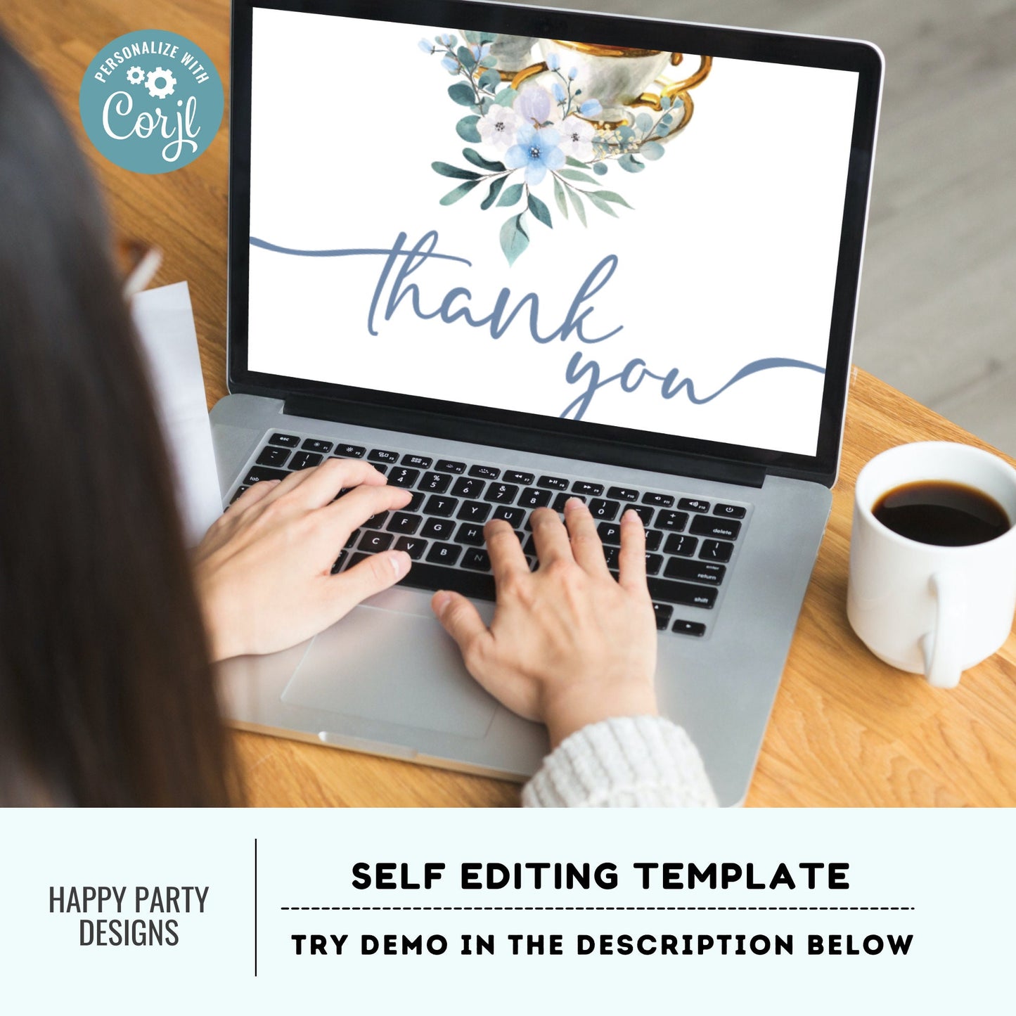 Editable tea party thank you tag | birthday | baby shower | bachelorette | Thank you tag | Gift Tag | Template | Baby boy | Favor tag #B30
