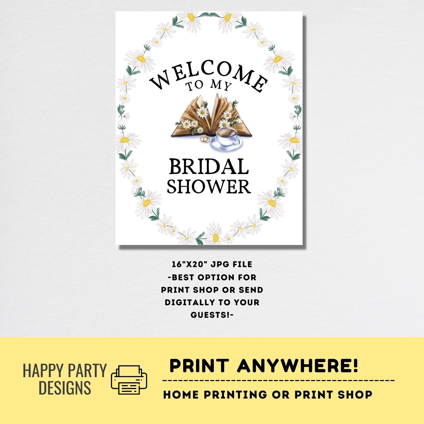 Editable Welcome Sign | Love is Brewing Coffee Bridal Shower Welcome Sign Template | Printable Coffee Bridal Shower | books party #W3
