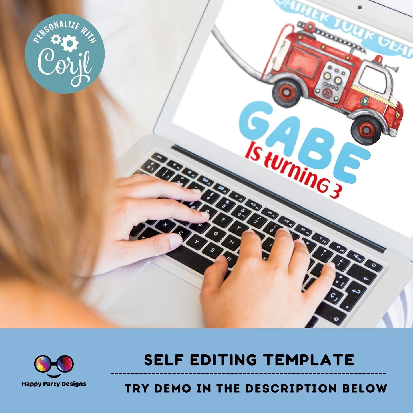 Firetruck Birthday Invitation Party Invite | trucks party | Boy First Firefighter | Monster Truck Fireman Party Invite | Fire Engine #K148