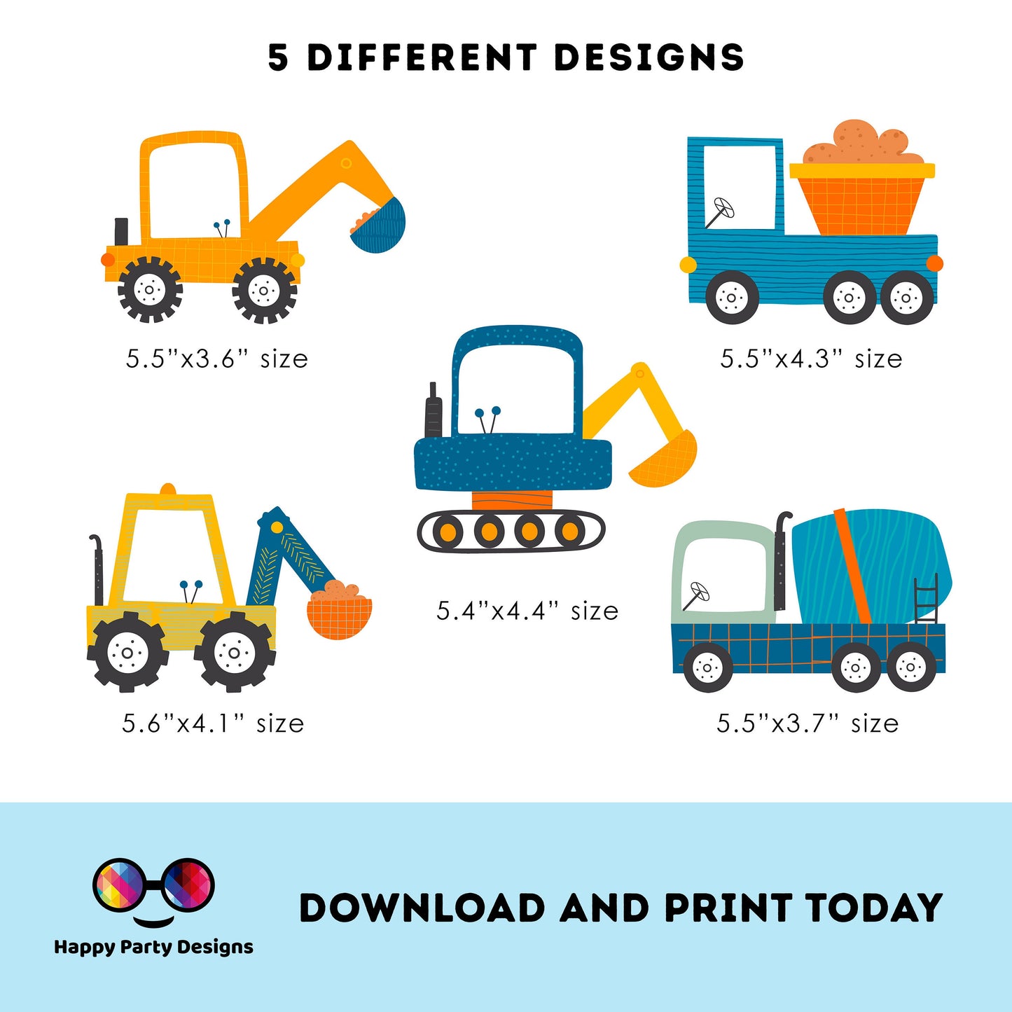 PRINTABLE truck Cake Toppers | under construction party Cake Toppers | truck Toppers Centerpieces | retro truck | boy birthday #K54