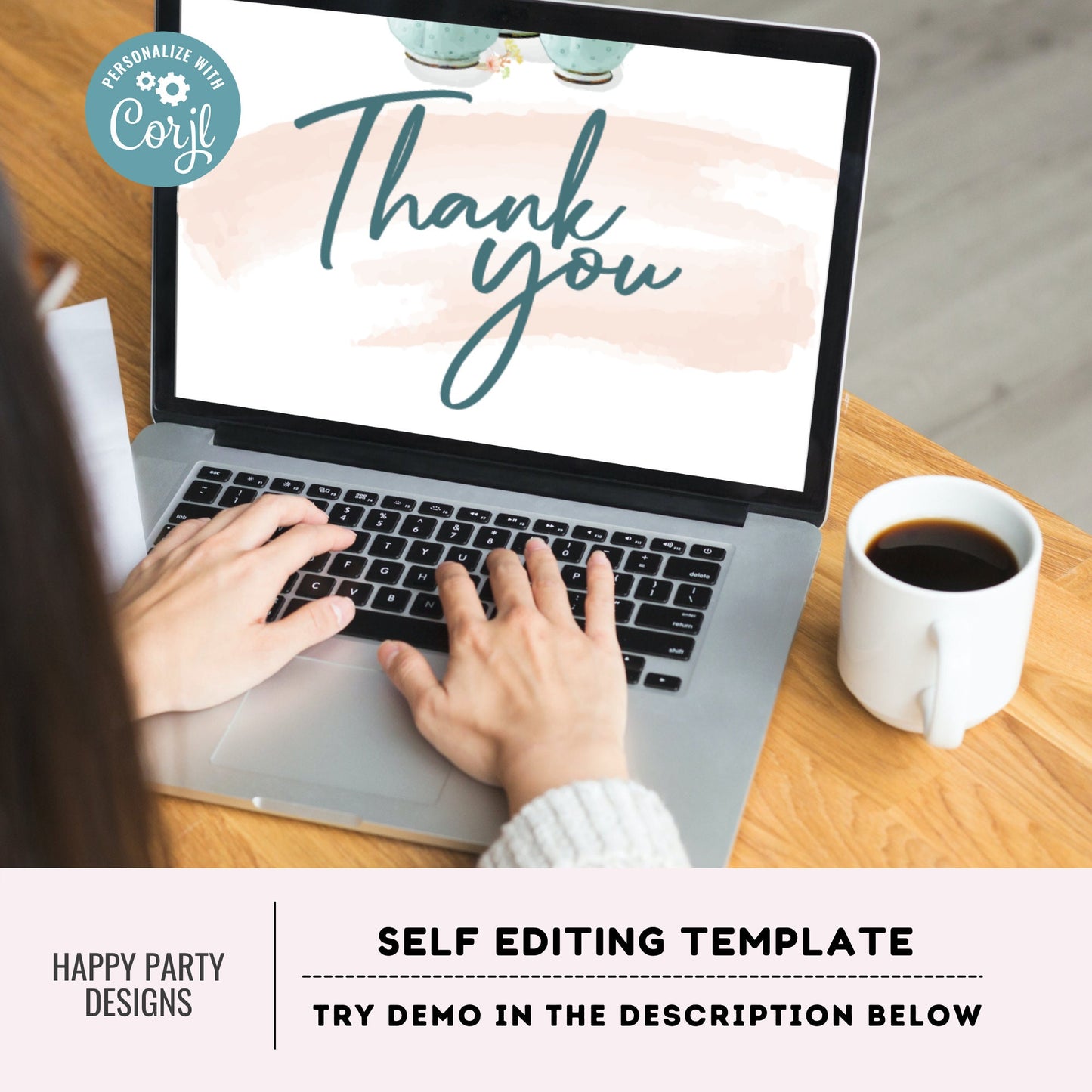 Editable tea party thank you tag | birthday | baby shower | bachelorette | Thank you tag | Gift Tag | Template | Baby girl | Favor tag #W1