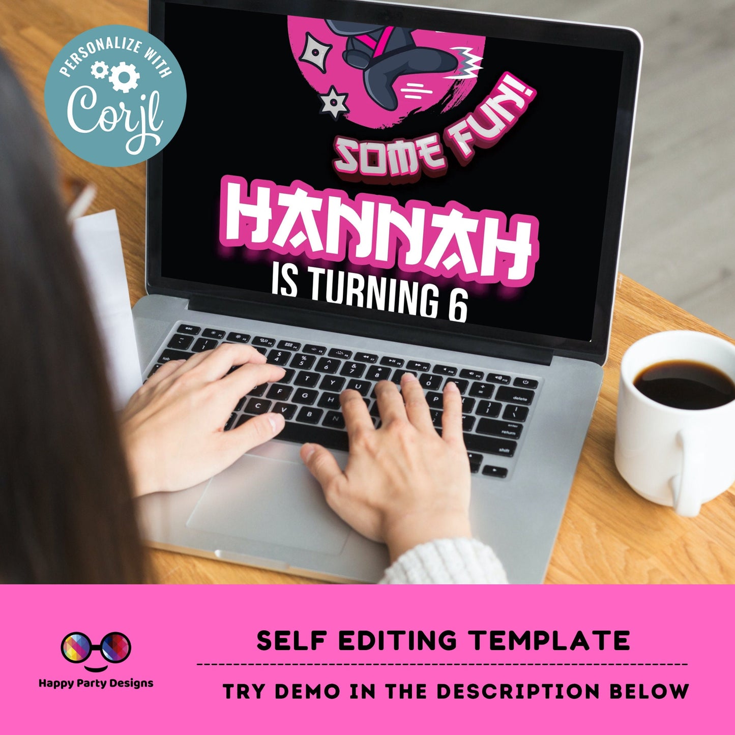 Ninja Birthday Party Invitation | EDITABLE Ninja Warrior Party Invitation Template | Karate girl Birthday Invite | Lets Kick #K122