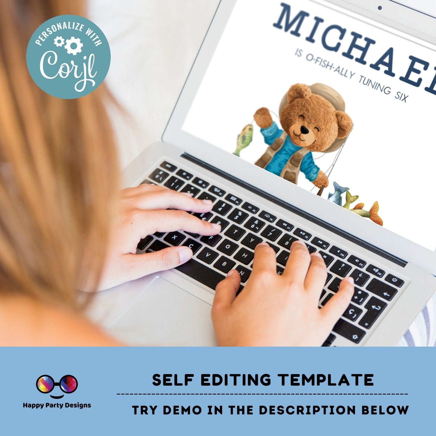 Fishing Birthday Invitation Template | Teddy bear | O-fish-ally Birthday Invitation | Fishing Party Party | Boy Birthday Gone Fishing #K152