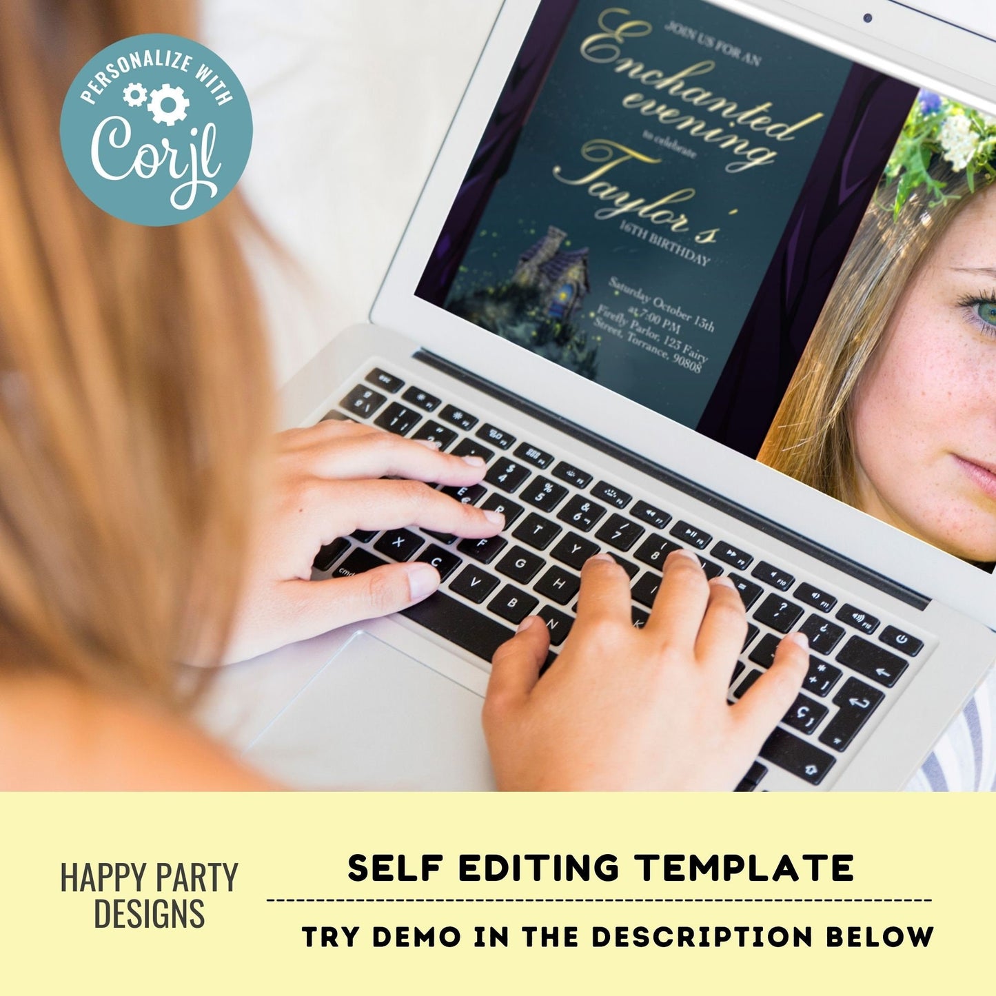 Enchanted Party Invitations with picture | Magical Birthday | Enchanted Forest | girl birthday | sweet sixteen | any age #K153