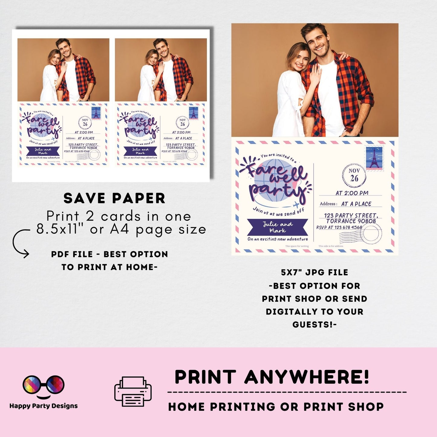 Farewell Party Invitation Template with photo | Going Away Party Invitation | Farewell Party Invite | Moving Party Invite | Bon Voyage #A8