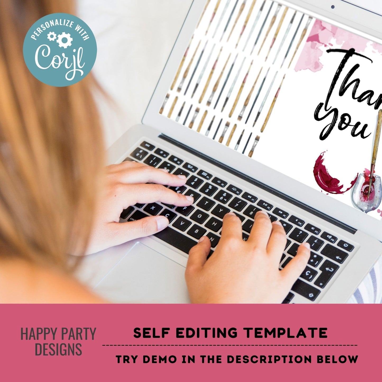 paint and sip Thank You Card Download | Bridal Shower | Baby Shower | Folded Notes Blank Inside | Printable wine Thank You Note #W7