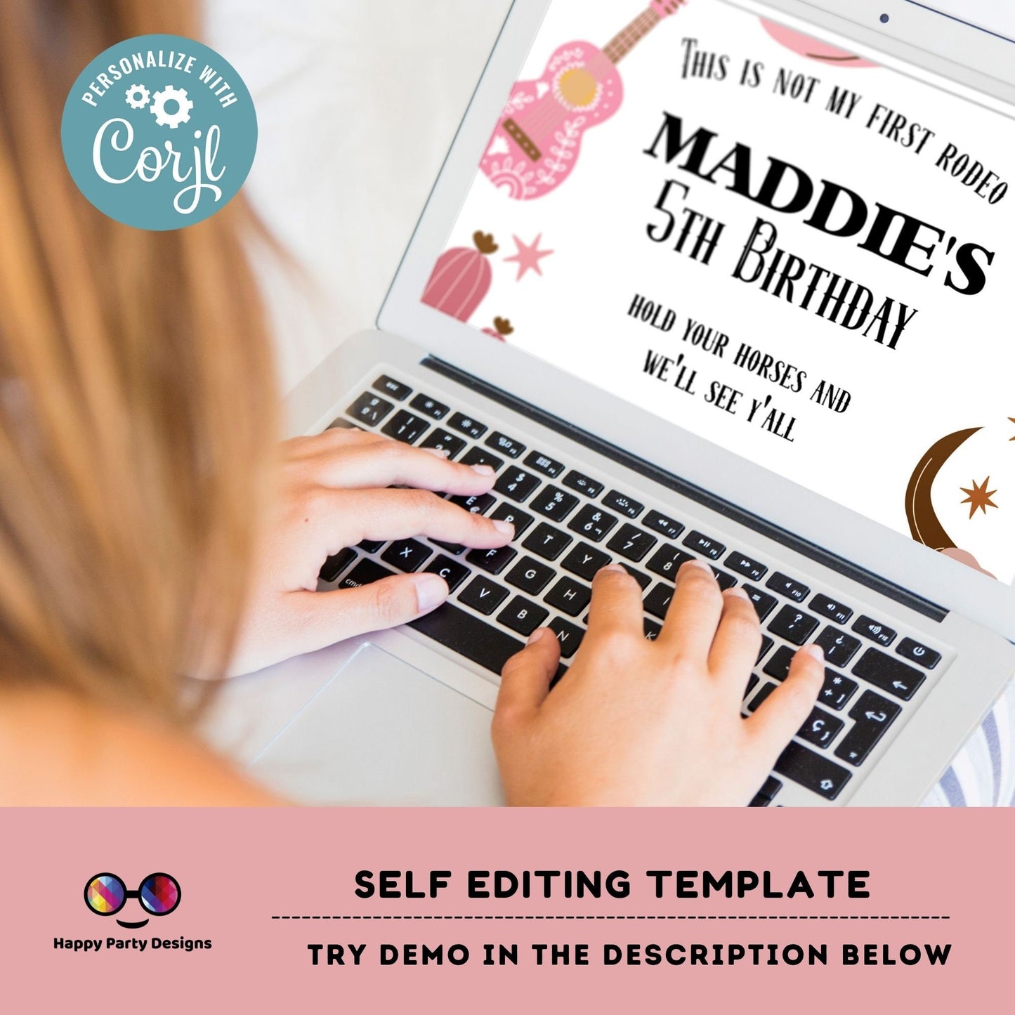 Editable not my first rodeo Cowboy Birthday Party Invitation | Wild West Cowgirl 1st Rodeo Birthday | Birthday girl | Ranch Birthday #K136