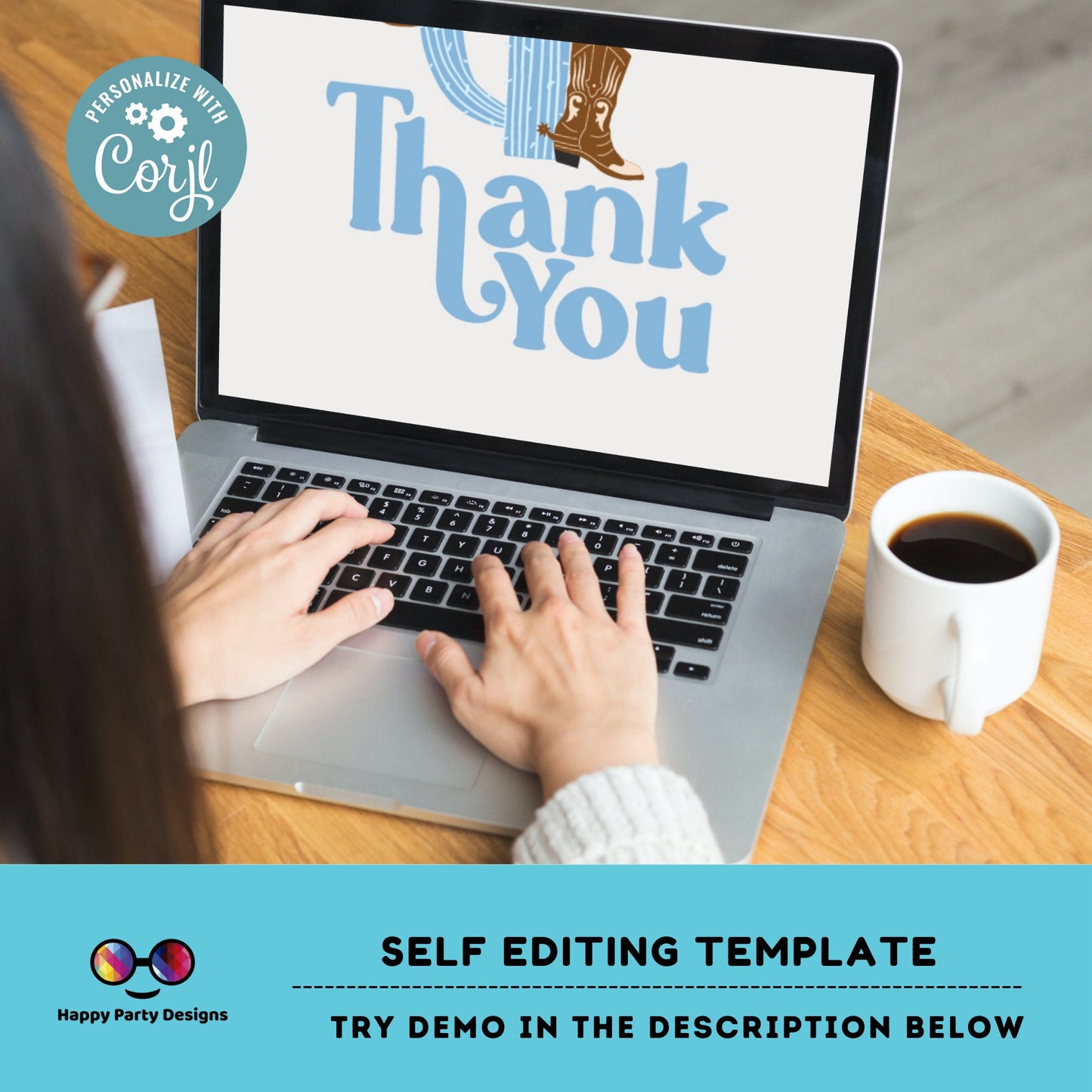 editable Rodeo Thank You Favor Tag | Boho Cowboy 1st Birthday Printable Gift Tag | Birthday boy | Western Bday Editable Template #K136