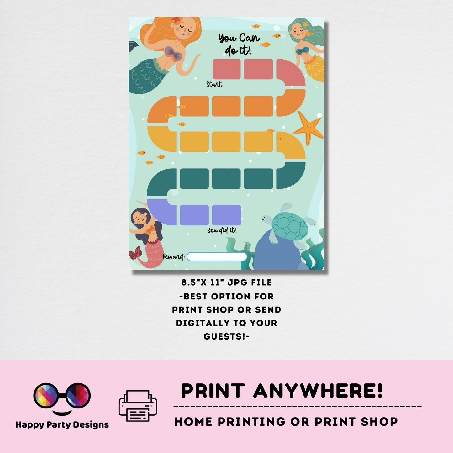 Printable Mermaid Reward Chart | Mermaid Behavior Chart | Daily Chore Chart | Girl Chore Chart | Cute Under the Sea Sticker Chart #K165