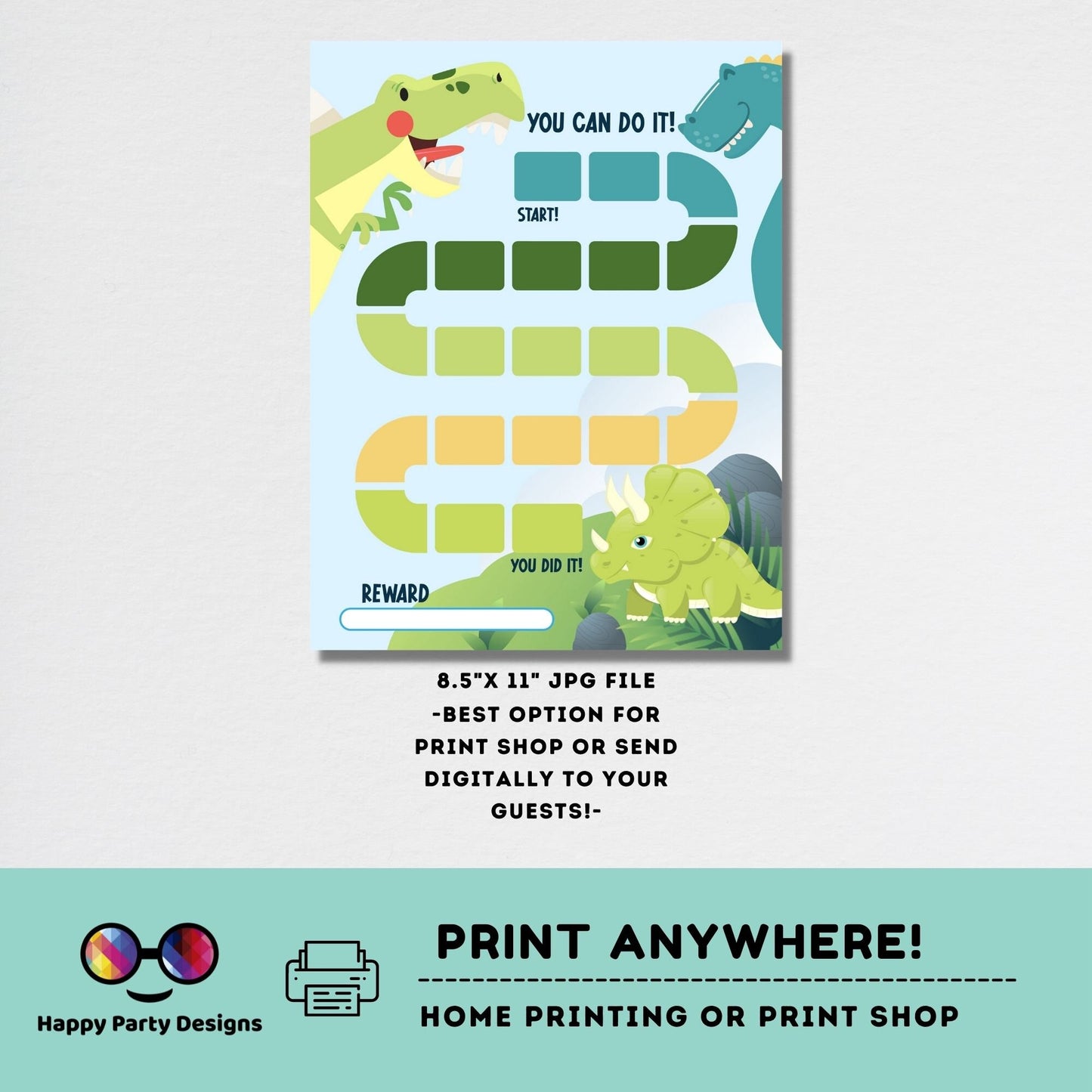 Printable Dinosaur Reward Chart | Dino Behavior Chart | Daily Chore Chart | Boy Chore Chart | Dinosaur Sticker Chart #K167