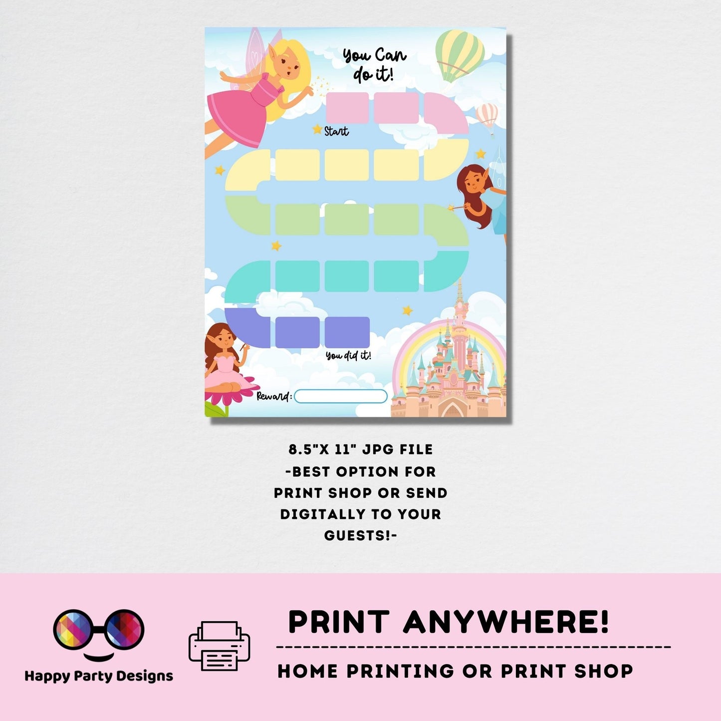 Printable fairies Reward Chart | Behavior Chart | Daily Chore Chart | Girl Chore Chart | Cute fairies Sticker Chart #K168