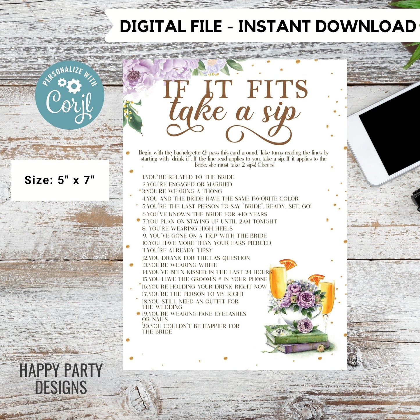 Editable If it fits take a sip game | bubbles | brunch bridal | books shower game | bridal shower| bubbles shower | bridal shower game #W9