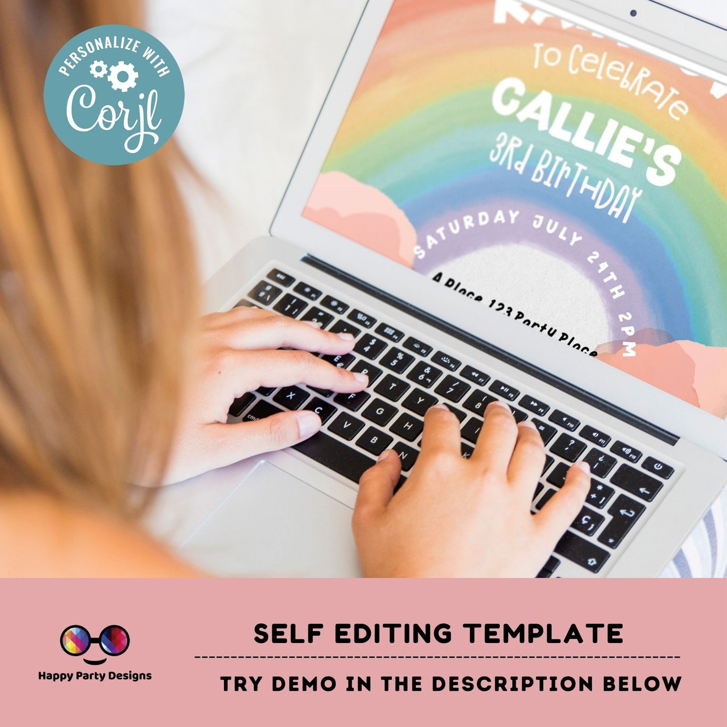 Editable Rainbow Birthday Party Invitation | Instant Download Rainbow Birthday Party Invitation | Rainbow Birthday | Digital File #K143