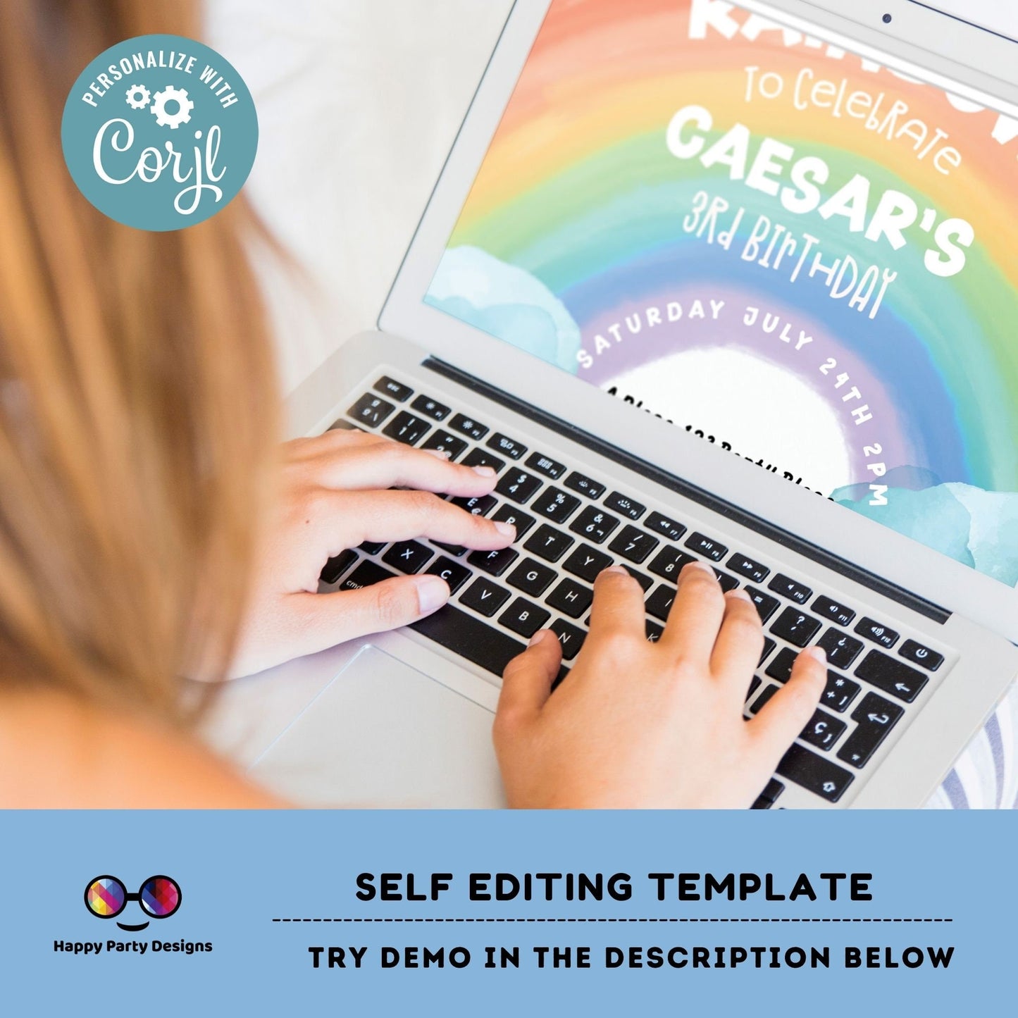 Editable Rainbow Birthday Party Invitation | Instant Download Rainbow Birthday Party Invitation | Rainbow Birthday | boy #K143