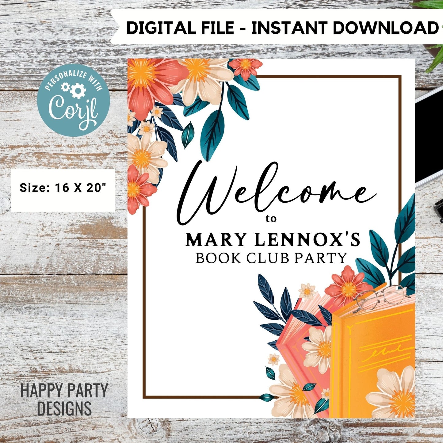 Editable Welcome Sign | Books and flowers Bridal Shower Welcome Sign Template | Printable Book Bridal Shower | books party | book party #A13